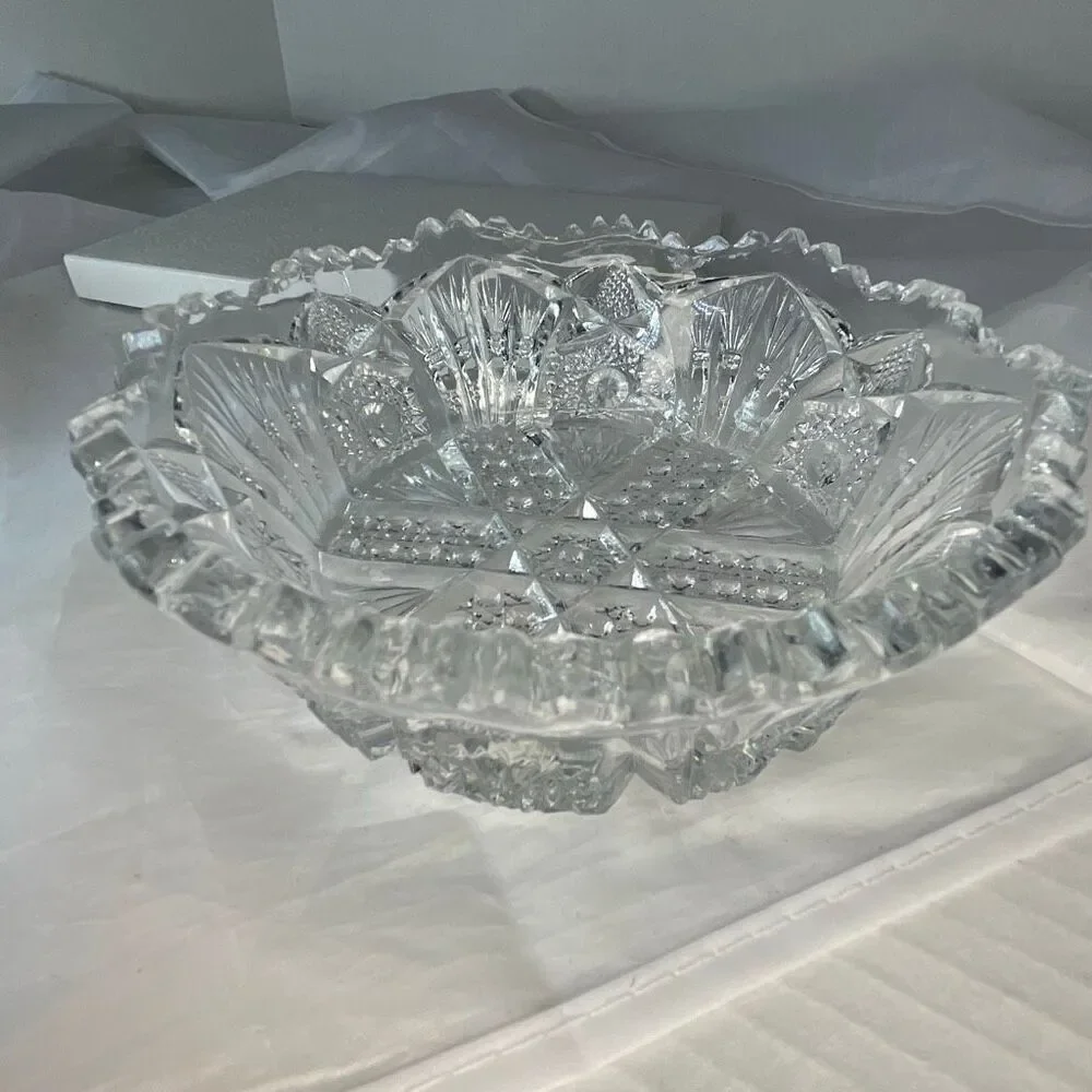 VTG Imperial Glass Nucut pressed glass serving dish.! Hobster & Sawtooth edge pa